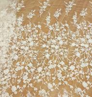 Pure White Ivory Wedding Lace Fabric Embroidered Flower Twig Dress Dress Lace Mesh Fabric RS2562