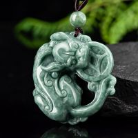 Natural Emerald Money Ruyi Pixiu Pendant Necklace Jewellery Fashion Accessories Hand-Carved Man Woman Luck Amulet Gifts