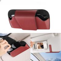 Car Glasses Case Interior Auto Sun Shade Plate Storage Bag For Sunglasses Holder Universal Pu Leather Glasses Bag Clip Eyewear case