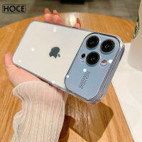 HOCE เคสป้องกันฟิล์มกระจกติดเลนส์หน้าต่างขนาดใหญ่ด้านเคลือบหรูหราสำหรับ iPhone 14 Pro Max 13 12 Pro 14 Plus เคสเคสกันกระแทกมือถือสีทึบใส