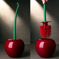 Red Toilet brush toilet holder bathroom accessories Creative Lovely Cherry Shape Lavatory Brush Toilet Brush Holder Set Showerheads