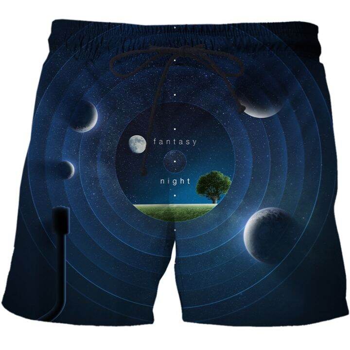 new-night-view-summer-men-beach-funny-casual-swim-shorts-moon-printed-mens-shorts-male-3d-fashion-street-shorts-men-clothing