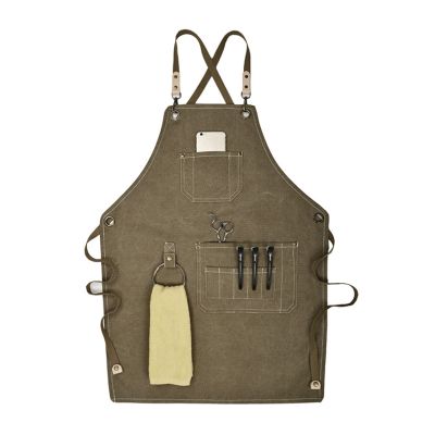 Canvas Work Apron, Multifunction Tool Aprons with Pockets Back Cross Workshop Ap 54DC