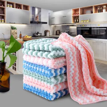 10PCS Microfiber Thick Kitchen Towel Dishcloth Kitchen Rags Gadget