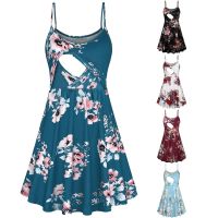 №❦✶ Vestido de maternidade estampado floral para mulheres grávidas roupa amamentação vestido enfermagem babados verão