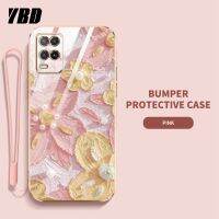 YBDดอกไม้ไข่มุกเคสสำหรับ OPPO A54 A55 4G A74 A54 5G Realme 8 5G Realme V13 5G เคสโทรศัพท์ดีไซน์ใหม่กันกระแทกลวดลายภาพวาดสีน้ำมันเคสนิ่มพร้อมฟรีสายคล้อง