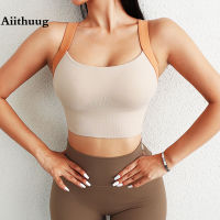 Aiithuug Crisscross Back Yoga s With Build In Cup Soft Gym Workout Fitness Top Yoga Crop Top เสื้อกีฬา Active Wear Crop