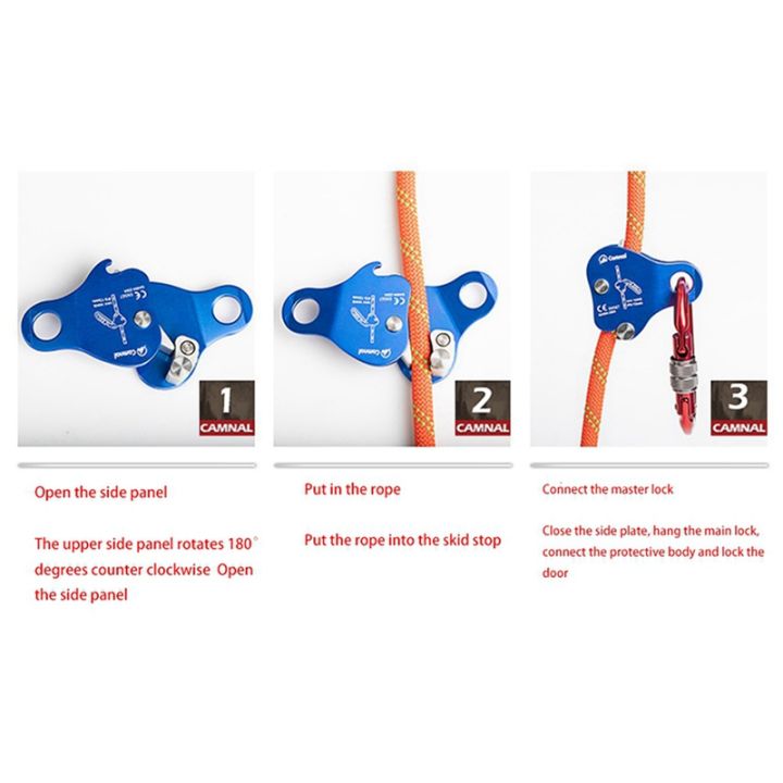 2x-camnal-safety-climbing-protective-ascender-220lb-climbing-device-rope-grip-outdoor-climbing-rigging-8-13mm-rope-blue
