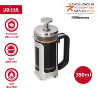 La Cafetiere Roma Stainless Steel French Press Coffee Maker/Tea Maker multiple level Filtration System, Heat Resistant Borosilicate Glass Jug with a Copper-Stainless Steel Frame and Black Handle-Silver - 3 cups/6 cups/8 cups เครื่องชงกาแฟแบบเฟร้นช์เพรส