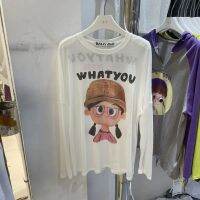 เสื้อยืดแขนยาวรูปการ์ตูนตัวอักษรผ้าฝ้ายปมไม้ไผ่คุณภาพเยี่ยม