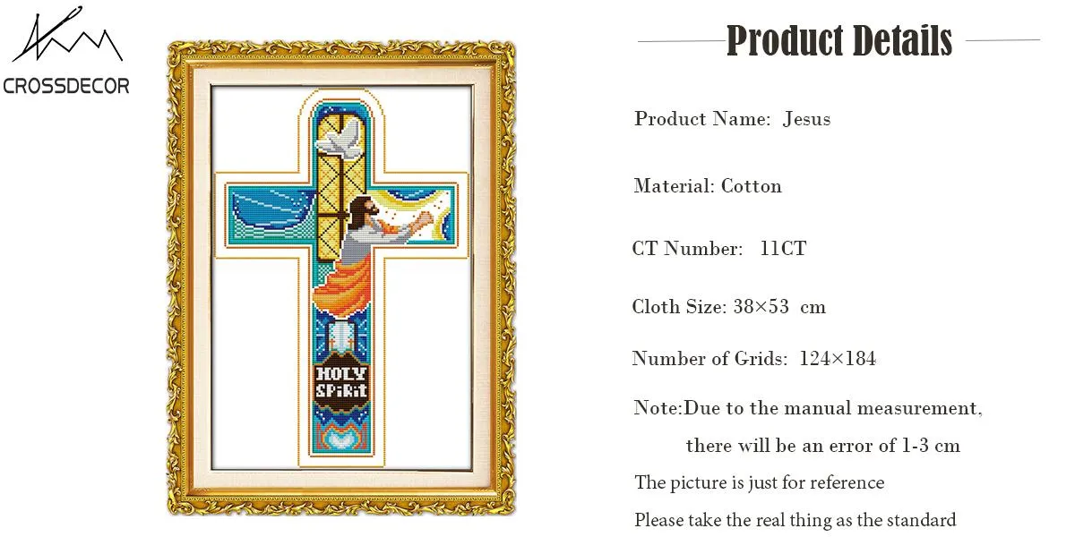 Jesus Cross Christ Crossdecor Stamped Cross Stitch Complete Set Threads 11ct Diy Handmade Embroidery Needlework Dmc Complete Kits Pattern Pre Printed On The Cloth Home Room Decor Lazada Singapore