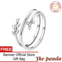 The Panda Adjustable Open Ring 925 Sterling Silver New Trendy Multilayer Leaf Ring for Women Girls Silver Ring Jewelry Gift SCR755