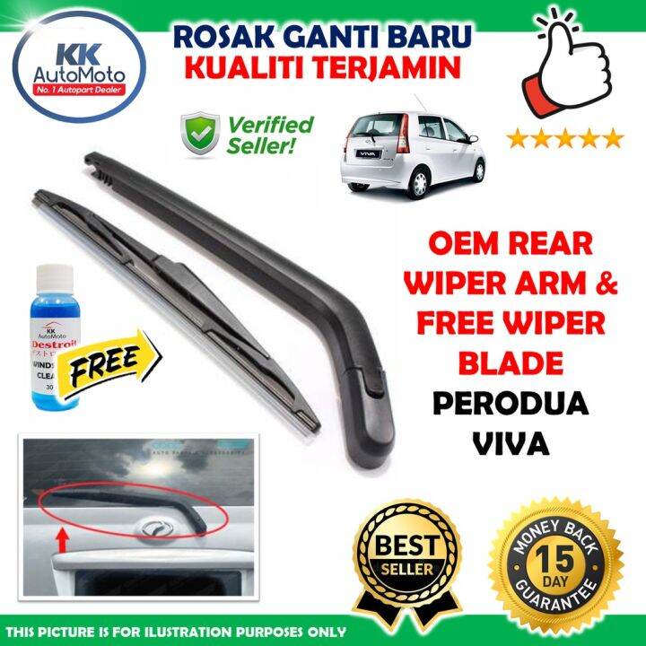 Premium Rear Wiper Arm & FREE Wiper Blade OEM - Perodua Viva 660 850 1. ...