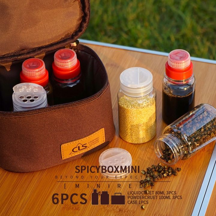 6pcs-mini-condiment-bottle-set-outdoor-camping-barbecue-pot-kitchen-portable-storage-box-plegable-picnic