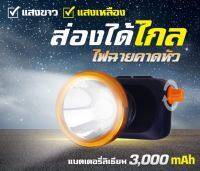 ไฟฉายคาดหัวกันฝน แสงสีขาว/สีเหลือง ความจุแบตเตอรี่ 3000 mAh ปรับสายยืดหยุ่นได้ Kamisafe KM-2883 มีสวิทซ์หรี่ปรับไฟได้ ไฟกรีดยาง ไฟส่องกบ