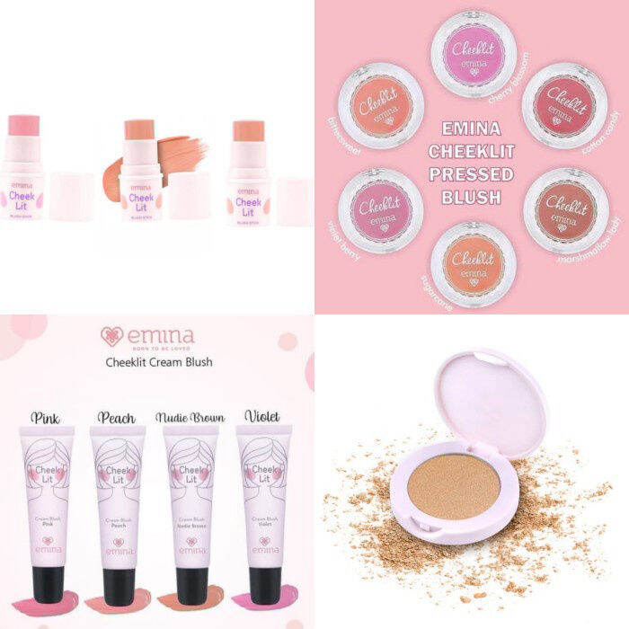 EMINA Cheek Lit Pressed Blush On, Cream, Blush Stick, Highlighter