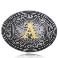 【CW】✉❁✆  cowboy zinc alloy belt buckle initials A to Z men and women birthday gifts