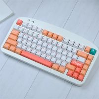 129คีย์/ชุด GMK ลูกพีชและสีครีม Keycaps PBT สีย้อมระเหิดแสงตัวครอบปุ่มคีย์บอร์ดเชอร์รี่โปรไฟล์ Keycap สำหรับแป้นพิมพ์สวิตช์ MX