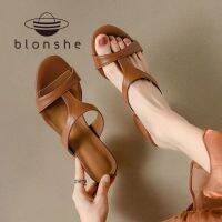 Blonshe ส้นรองเท้าแตะสำหรับผู้หญิง,รองเท้าเกาหลีแฟชั่นสำหรับผู้หญิงรองเท้าแตะรองเท้าส้นกลางสำหรับผู้หญิงสายคล้องส้นเท้าสำหรับผู้หญิงบน080117