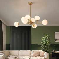 European New Chandelier Glass Ball Modern Lighting Hall Dining Room Luxury Bedroom Led Fixture Lamp Nordic Decor Creative Light