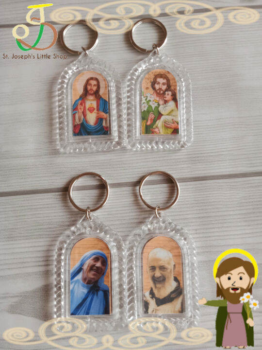 Handicraft Keychains St. Joseph, Sacred/Immaculate Heart, Padre Pio