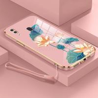 เคสด้านหลังดอกบัวหลากสีดีไซน์ใหม่เคสโทรศัพท์ M10S A20ปลอกสำหรับ Samsung Galaxy เคสนิ่มเคลือบอิเล็คโทรเพลทกล่องกันกระแทก TPU แบบซิลิโคนพร้อมฟรีสายคล้อง