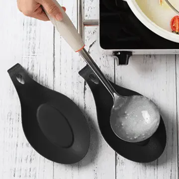 Kitchen Silicone Spoon Rest ,Spoon Holder, Flexible Almond-Shaped Silicone  Kitchen Spoon Holder, Cooking Utensil Rest Ladle Spoon Holder