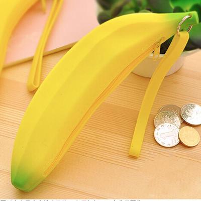 กระเป๋าซิลิโคนแบบพกพารูปกล้วยน่ารักกล่องดินสอใส่เหรียญกล้วยมินเนี่ยนแปลกใหม่ไม่เหมือนใครกระเป๋ากล้วย