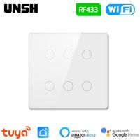 【DT】hot！ Tuya Brazil US WiFi RF433 4/6 Gang 100-250V Wall Panel Support