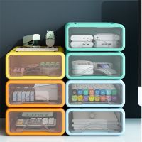 Drawer Type Plastic Storage Container Stackable Desk Closet Organizer Box for Cosmetics Home Office Stationery Storage Holder