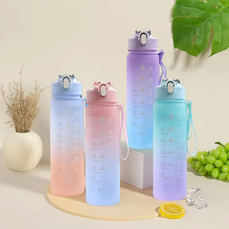 Portable 1000ml Outdoor Water Bottle With Straw With Straw For