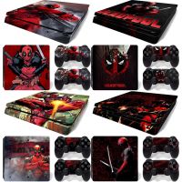 [Enjoy the small store] ฟิล์มป้องกันสติกเกอร์ผิวสุดทึ่งของ Marvel Deadpool สำหรับ PlayStation4 PS4เพรียวบาง PS4Slim คอนโซลอุปกรณ์เสริมที่ครอบจอยคอนโทรลเลอร์