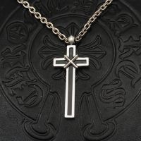 [TOP] Chrome Heart S925 Silver Maple Sol M Co-branded Large Cross Pendant Necklace Pendant Classic