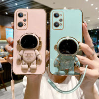 เคสโทรศัพท์ Realme GT Neo 3 GT Neo 3T GT Neo2 GT 2 Pro GT รุ่น Master GT 5G สายคล้องแบบมีเคสลายการ์ตูนนักบินอวกาศ GT 5G หรูหรากันกระแทก6D สี่เหลี่ยมเคสโทรศัพท์ TPU ซิลิโคนนิ่มสำหรับผู้หญิงฝาหลัง