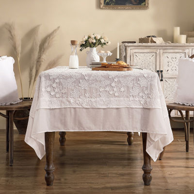 Nordic White Lace Tablecloth Fabric ins Table Cloth round Table American Idyllic Tablecloth Rectangular Girl Heart