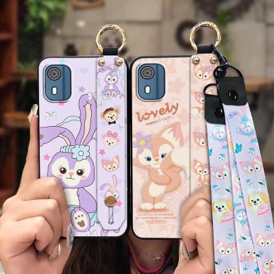 Shockproof Wristband Phone Case For Nokia C02/TA-1522 Dirt-resistant Fashion Design Cartoon Cute Soft case Durable ring