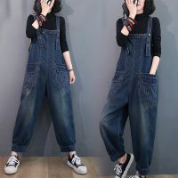 【CW】 Fashion Loose Jeans 2022Women Bib Pants Overalls Shoulder Jumpsuit Large Size Denim