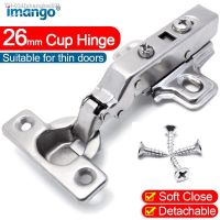 ♣☫ 1x Small Hinges Soft Close Thin Door Concealed Hinge Damping Mute Furniture Hardware Display Cabinet 26mm Cup Diameter Steel