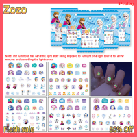 Zozo ✨Ready Stock✨ สติกเกอร์ติดเล็บเรืองแสงในที่มืดสติกเกอร์ติดเล็บเจ้าหญิงเรืองแสง frozen SOPHIA Minnie Mouse The Pooh ของขวัญสำหรับเด็กผู้หญิง