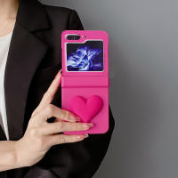 YJJ เคสฝาหลังลาย Love Heart หรูหราแบบเกาหลีสำหรับ Samsung Galaxy Z Flip 5 5G Zflip5 Z Flip 3 Flip4 ZFlip5