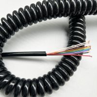 24AWG Coiled Power Cable Pure Copper Spring 9 Core Spiral Telescopic High Elastic Wire Pure Copper TPU Sheath Cable Wires Leads Adapters