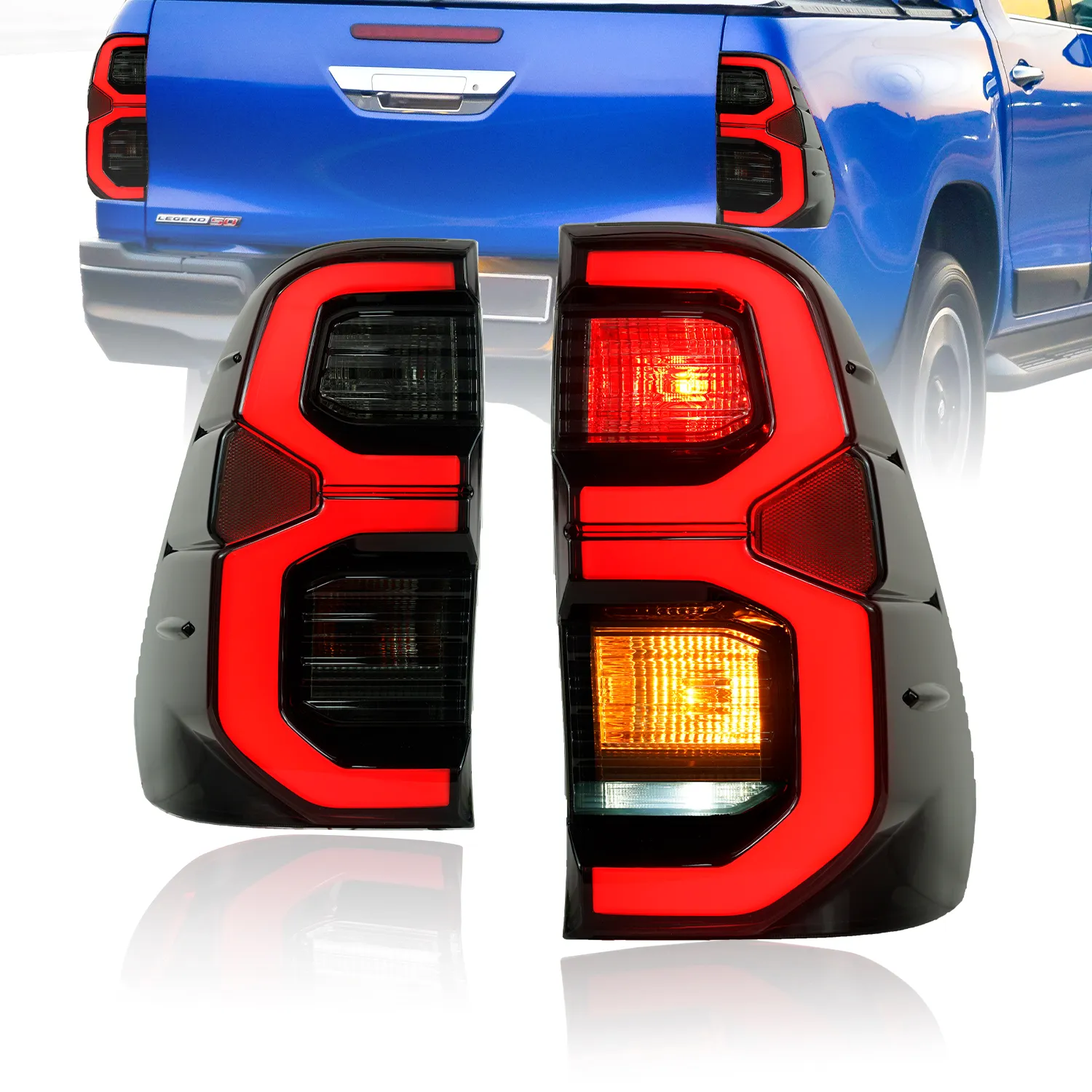 VLAND Tail Lights for Toyota Hilux Revo Vigo Hilux G 2020 2015-2021  Conquest Full Led Tail Light with Starting Animation Parking Light Turn  Signal Brake Reverse Light Hilux G 2021 Tail Light(Smoke) |