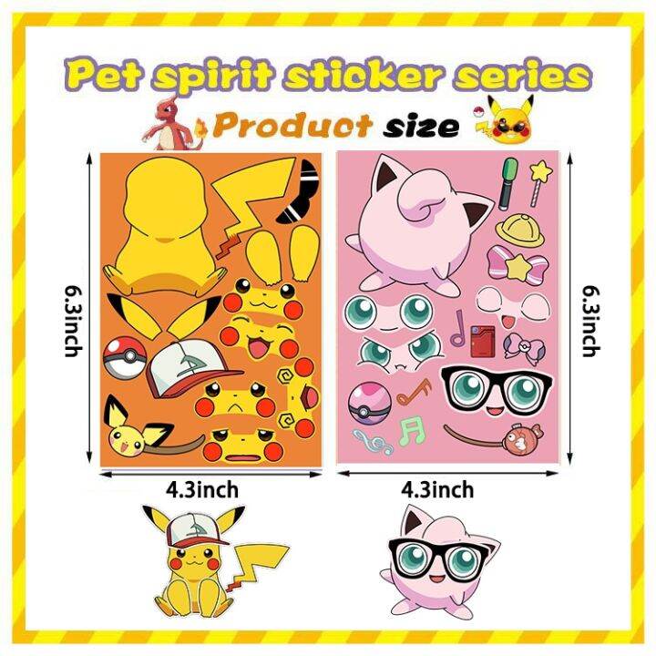 32sheets-children-diy-puzzle-sticker-pokemon-face-funny-anime-pikachu-assemble-stickers-kids-toys-boys-girls-gifts