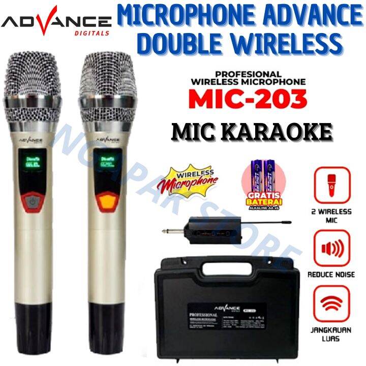 Advance MIC203 Profesional 2 Mic Wireless Microphone Karoke Mic Bagus