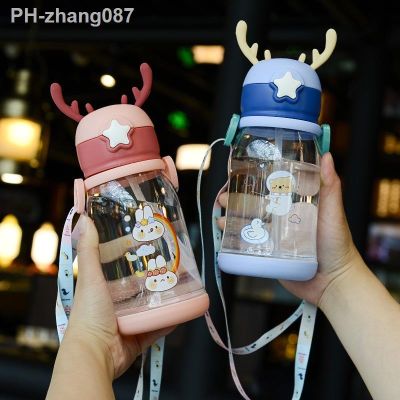Kids Water Sippy Cup Antler Creative Cartoon Baby Feeding Cups with Straws Leakproof Water Bottles Outdoor Children 39;s Cup