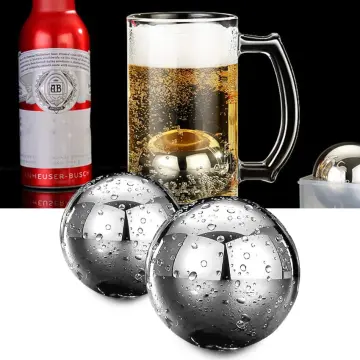 2 Pcs Large Round Whiskey Stones Reusable Spherical Stainless