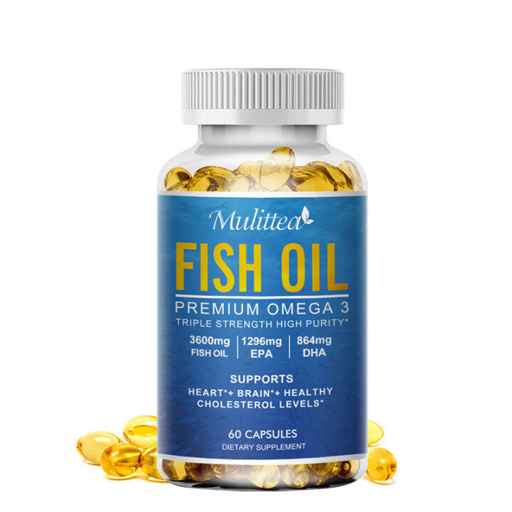 Fish Oil 3600 mg SoftGels omega 3 supplement with EPA & DHA for Brain