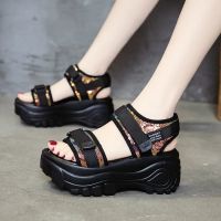 【 Cw】fashion Sandals With Platform Female 2022 Summer New Casual Roman Shoes Round Head Flat Non-Slip Mid Heel Sandals For Women