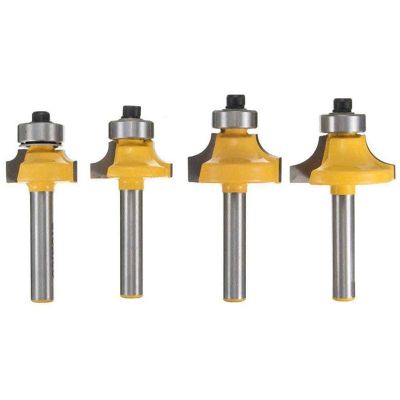 4Pcs 1/4 Inch Shank Round over Router Bits Corner Rounding Edge-Forming Edging Tool Set, 5/16 Inch 3/16 Inch 1/4 Inch 1/8 Inch Radius for Woodworking Milling Cutter