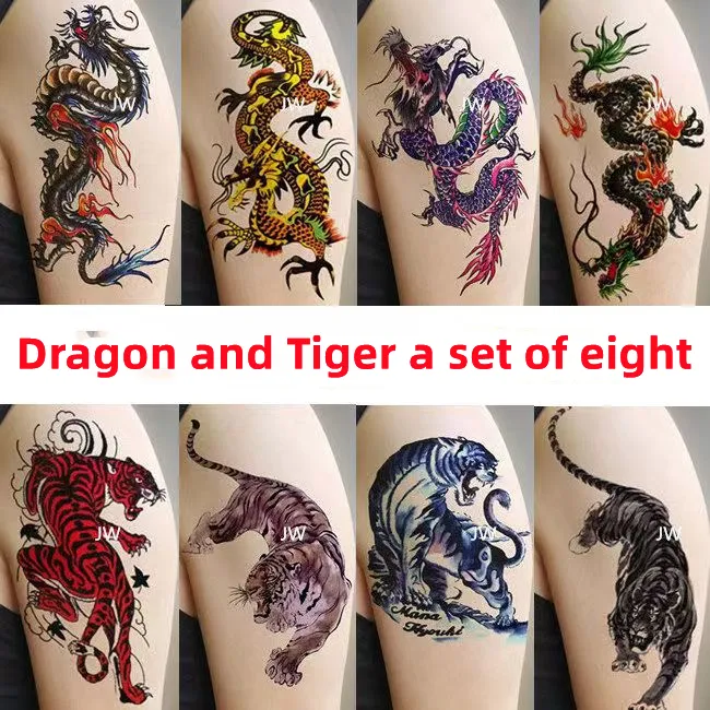 Flower arm dragon tiger suit, tattoo stick, waterproof lasting, arm  simulation totem scorpion dragon eagle Wolf head leg, tattoo | Lazada PH